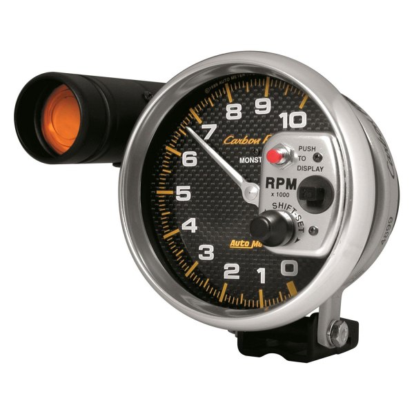 Auto Meter® - Carbon Fiber Series 5" Pedestal Tachometer Gauge with External Shift-Lite, 0-10,000 RPM