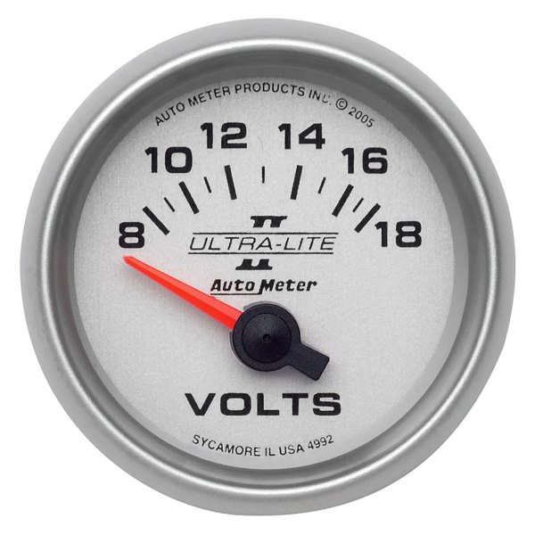 Auto Meter® - Ultra-Lite II Series 2-1/16" Voltmeter Gauge, 8-18V