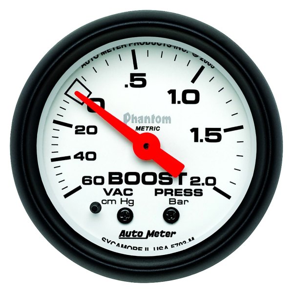 Auto Meter® - Phantom Series 2-1/16" Boost/Vacuum Gauge, 60 CM/HG-2.0 BARS