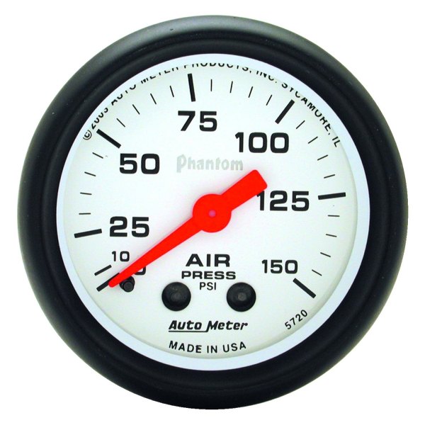 Auto Meter® - Phantom Series 2-1/16" Air Pressure Gauge, 0-150 PSI