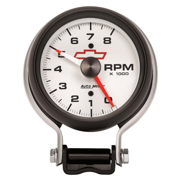 Auto Meter® - GM White Series 3-3/4" Pedestal Tachometer Gauge, 0-8,000 RPM
