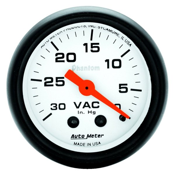 Auto Meter® - Phantom Series 2-1/16" Vacuum Gauge, 0-30 In Hg