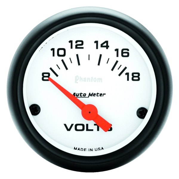 Auto Meter® - Phantom Series 2-1/16" Voltmeter Gauge, 8-18V