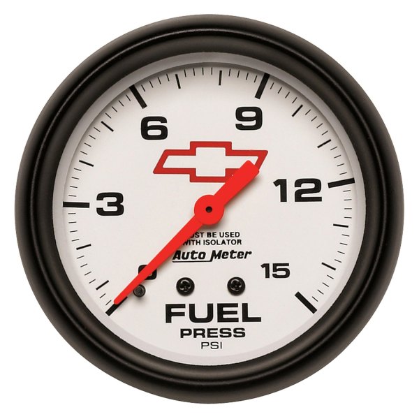 Auto Meter® - GM White Series 2-5/8" Fuel Pressure Gauge with Isolator, 0-15 PSI
