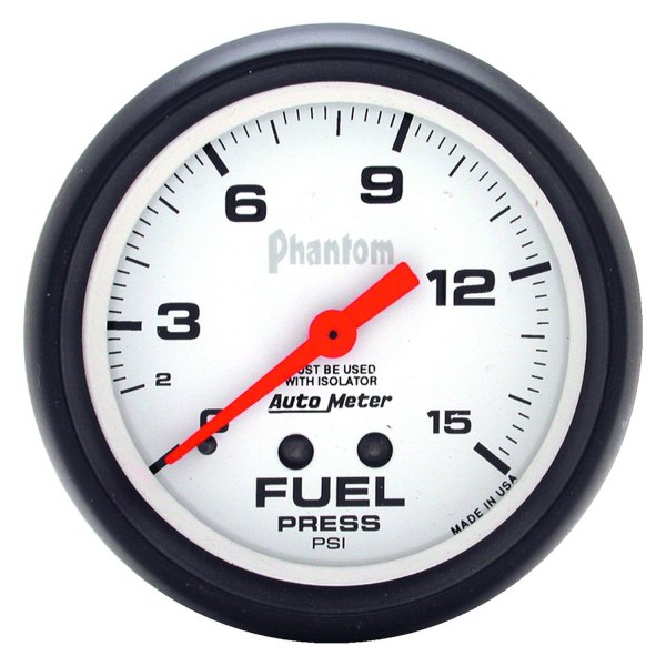 Auto Meter® - Phantom Series 2-5/8" Fuel Pressure Gauge with Isolator, 0-15 PSI