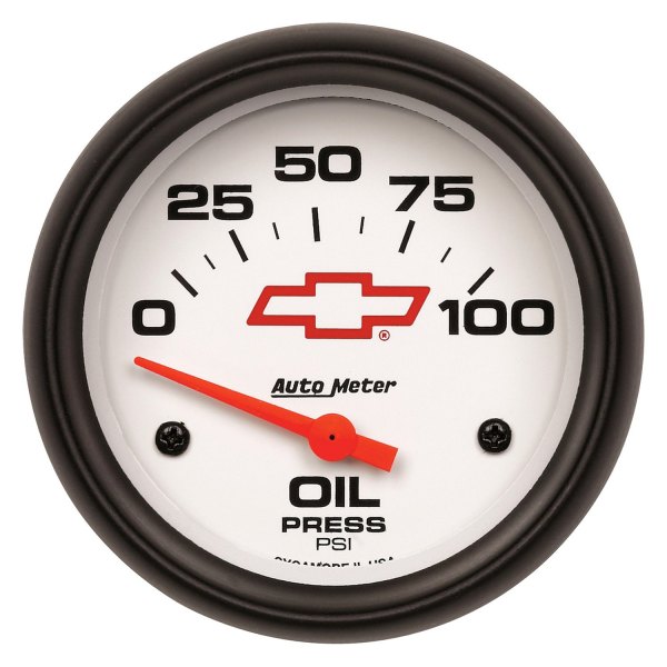 Auto Meter® - GM White Series 2-5/8" Oil Pressure Gauge, 0-100 PSI