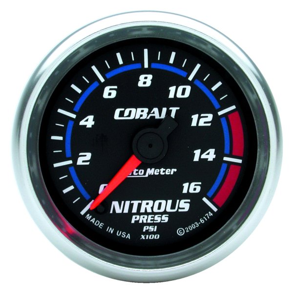 Auto Meter® - Cobalt Series 2-1/16" Nitrous Pressure Gauge, 0-1600 PSI
