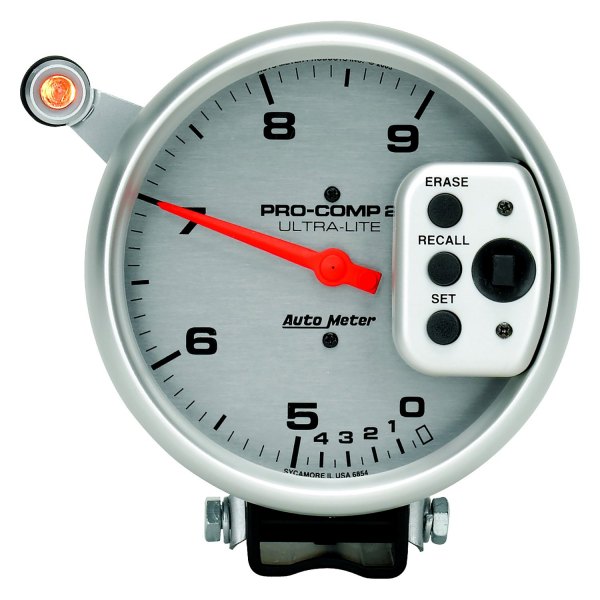 Auto Meter® - Ultra-Lite Series 5" Pedestal Tachometer Gauge with Quick Lite & Peak Memory & Dual Range, 0-9,000 RPM