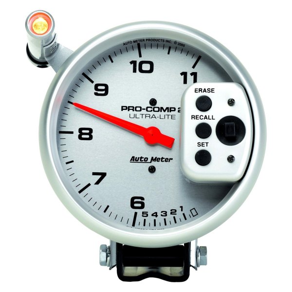 Auto Meter® - Ultra-Lite Series 5" Pedestal Tachometer Gauge with Quick Lite & Peak Memory & Dual Range, 0-11,000 RPM