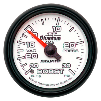 Auto Meter® 7503 - Phantom II Series 2-1/16" Boost/Vacuum Gauge, 30 In Hg/30 PSI