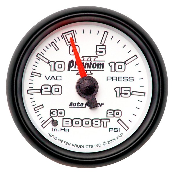 Auto Meter® - Phantom II Series 2-1/16" Boost/Vacuum Gauge, 30 In Hg/20 PSI