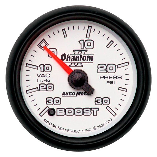 Auto Meter® - Phantom II Series 2-1/16" Boost/Vacuum Gauge, 30 In Hg/30 PSI