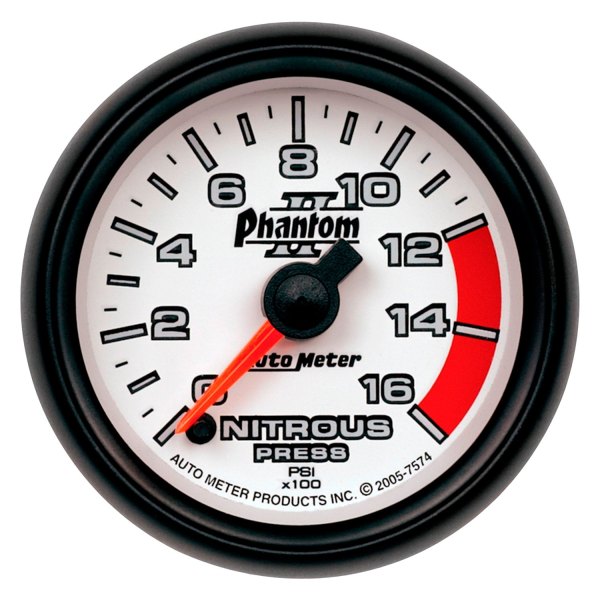 Auto Meter® - Phantom II Series 2-1/16" Nitrous Pressure Gauge, 0-1600 PSI