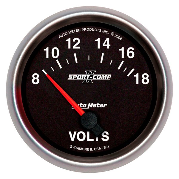 Auto Meter® - Sport-Comp II Series 2-5/8" Voltmeter Gauge, 8-18V