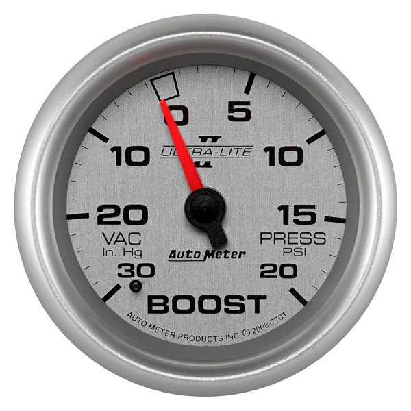 Auto Meter® - Ultra-Lite II Series 2-5/8" Boost/Vacuum Gauge, 30 In Hg/20 PSI
