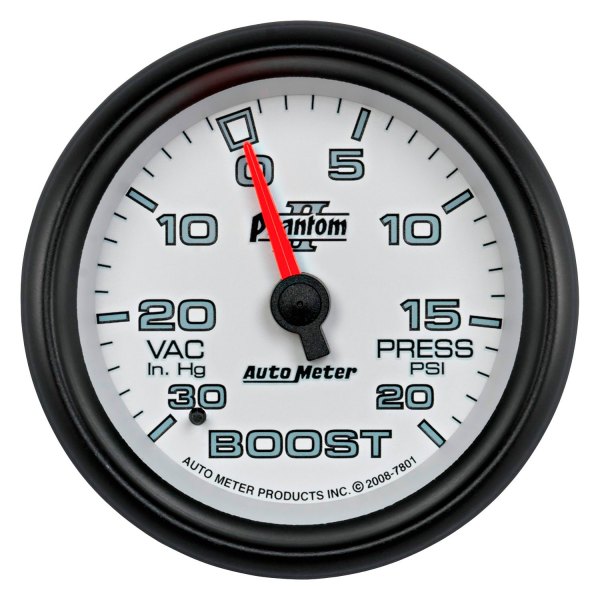 Auto Meter® - Phantom II Series 2-5/8" Boost/Vacuum Gauge, 30 In Hg/20 PSI