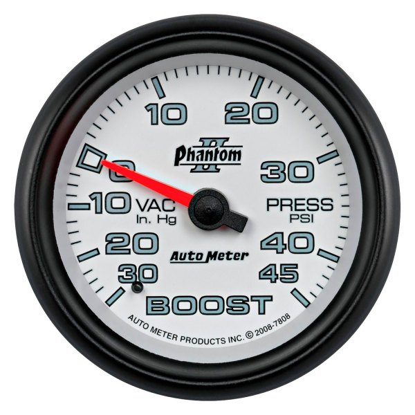 Auto Meter® - Phantom II Series 2-5/8" Boost/Vacuum Gauge, 30 In Hg/45 PSI