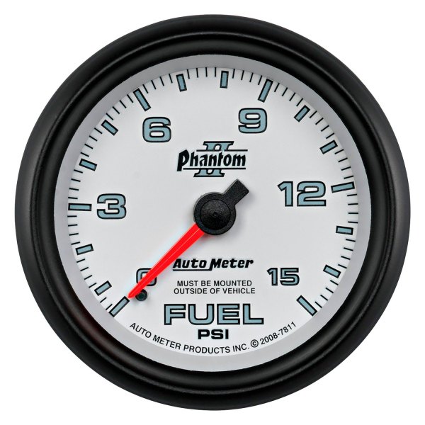 Auto Meter® - Phantom II Series 2-5/8" Fuel Pressure Gauge, 0-15 PSI