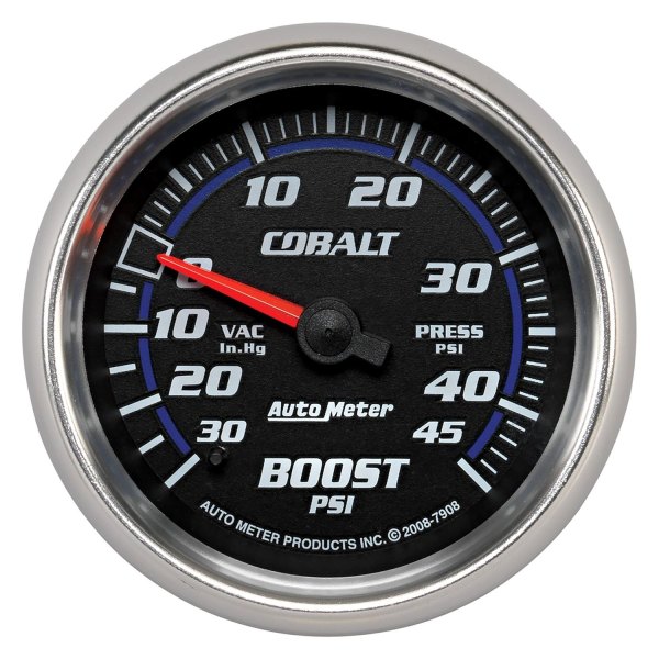 Auto Meter® - Cobalt Series 2-5/8" Boost/Vacuum Gauge, 30 In Hg/45 PSI