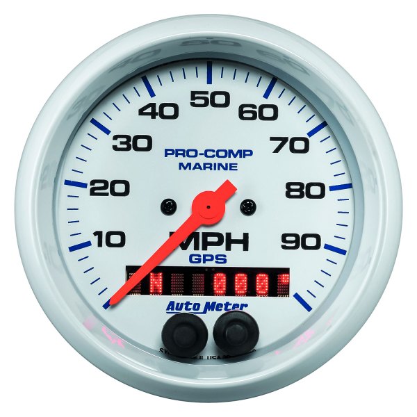 Auto Meter® - Marine White Series 3-3/8" Speedometer Gauge, 0-100 MPH