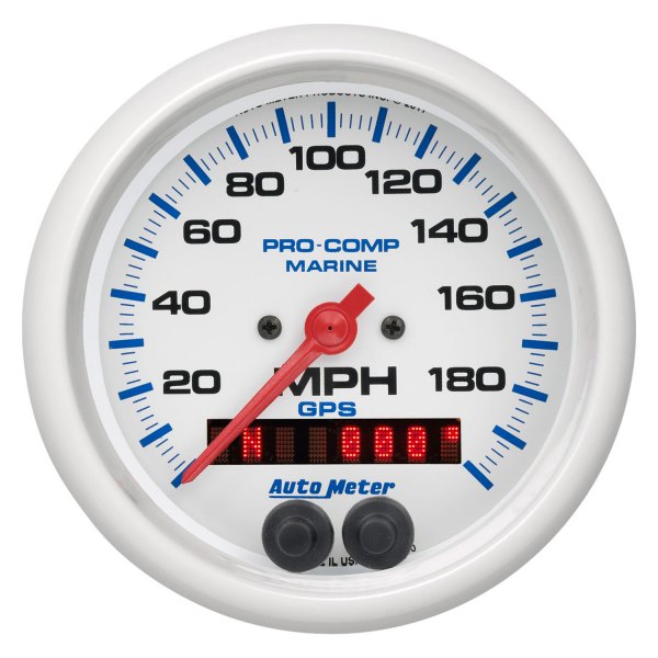 Auto Meter® - Marine White Series 3-3/8" Speedometer Gauge, 0-200 MPH