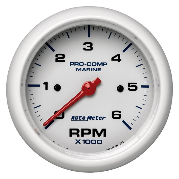 Auto Meter® - Marine White Series 3-3/8" In-Dash Tachometer Gauge, 0-6,000 RPM