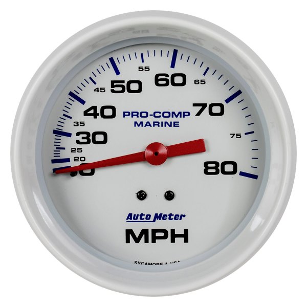 Auto Meter® - Marine White Series 3-3/8" Speedometer Gauge, 0-80 MPH