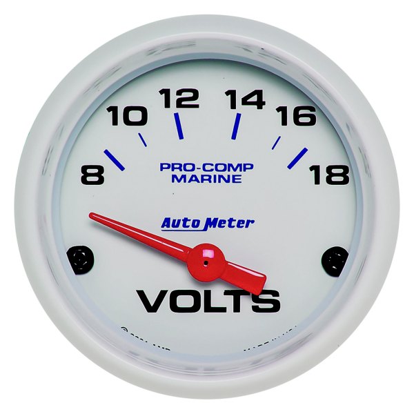 Auto Meter® - Marine White Series 2-1/16" Voltmeter Gauge, 8-18V