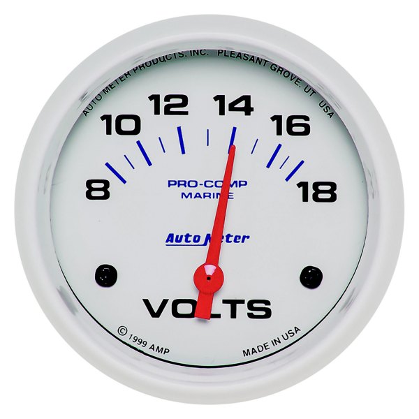 Auto Meter® - Marine White Series 2-5/8" Voltmeter Gauge, 8-18V