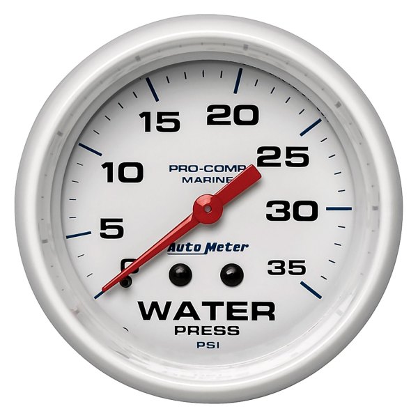 Auto Meter® - Marine White Series 2-5/8" Water Pressure Gauge, 0-35 PSI