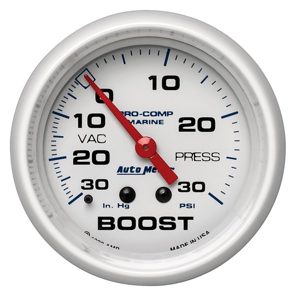 Auto Meter® - Marine White Series 2-5/8" Multi Purpose Boost/Vacuum Gauge, 30 In Hg/20 PSI