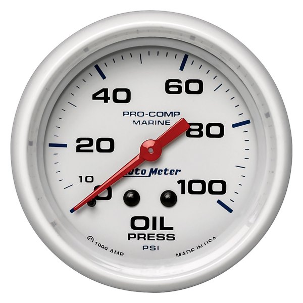 Auto Meter® - Marine White Series 2-5/8" Oil Pressure Gauge, 0-100 PSI