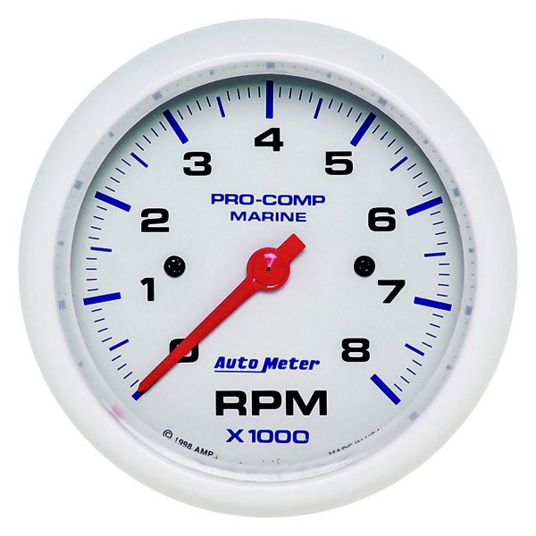 Auto Meter® - Marine White Series 3-3/8" In-Dash Tachometer Gauge, 0-8,000 RPM