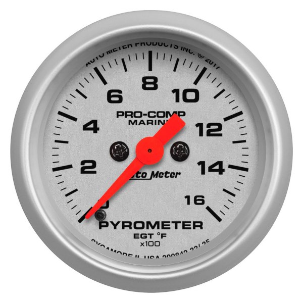 Auto Meter® - Marine Silver Series 2-1/16" Pyrometer Gauge, 0-1600 F