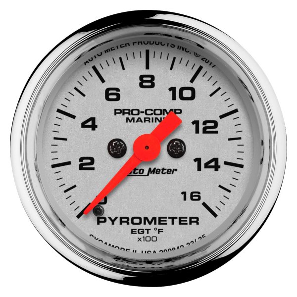 Auto Meter® - Marine Chrome Series 2-1/16" Pyrometer Gauge, 0-1600 F