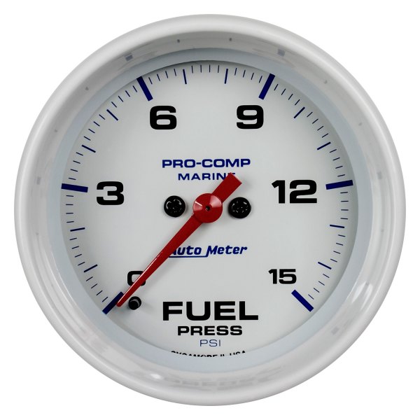 Auto Meter® - Marine White Series 2-1/16" Fuel Pressure Gauge, 0-15 PSI