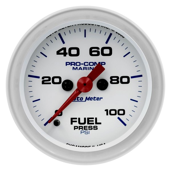 Auto Meter® - Marine White Series 2-1/16" Fuel Pressure Gauge, 0-100 PSI