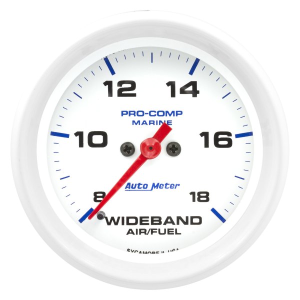 Auto Meter® - Marine White Series 2-5/8" Wideband Air/Fuel Ratio Gauge, 8:1-18:1 AFR