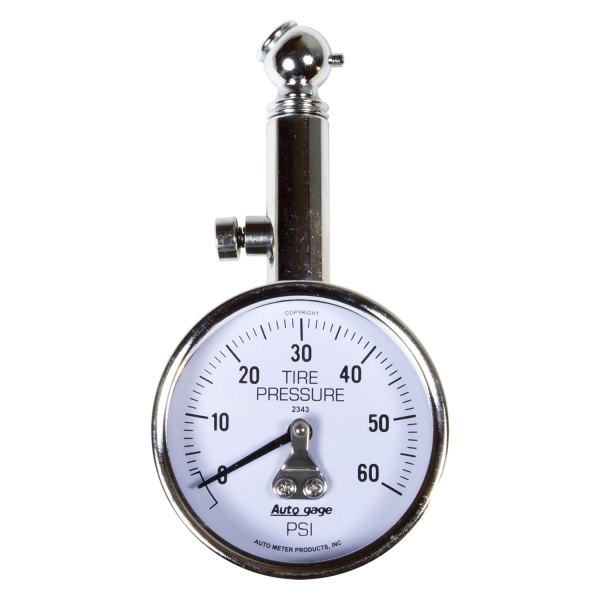 Auto Meter® - 0 to 60 psi Dial Tire Pressure Gauge with Mechanical Pressure Release Valve