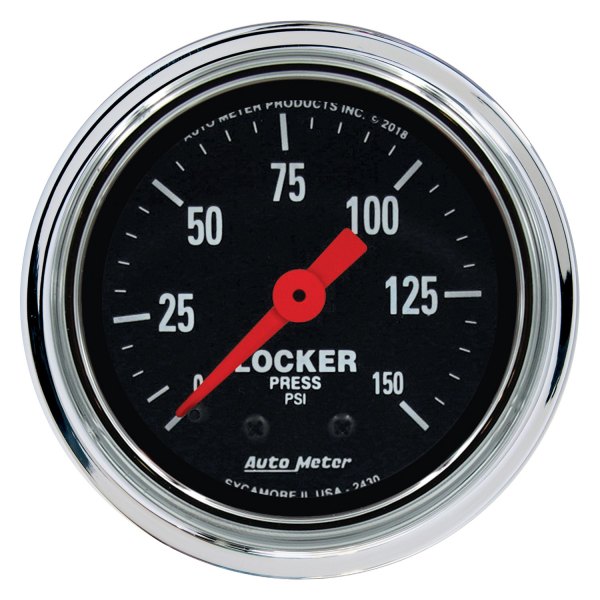Auto Meter® - Traditional Chrome Series 2-1/16" Air Locker Pressure Gauge, 0-150 PSI