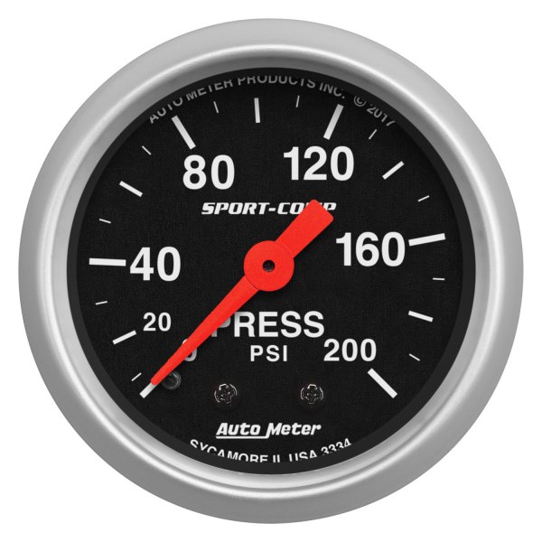 Auto Meter® - Sport-Comp Series 2-1/16" Pressure Gauge, 0-200 PSI