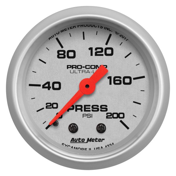 Auto Meter® - Ultra-Lite Series 2-1/16" Pressure Gauge, 0-200 PSI