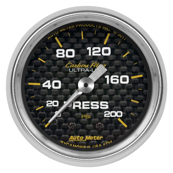 Auto Meter® - Carbon Fiber Series 2-1/16" Pressure Gauge, 0-200 PSI