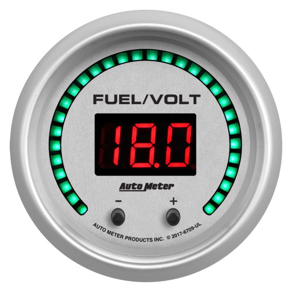 Auto Meter® - Ultra-Lite Elite Digital Series 2-1/16" Fuel Level/Volt Dual Gauge