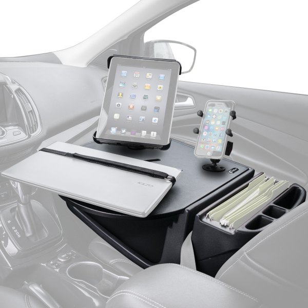 AutoExec® - RoadMaster Black Car Desk with X-Grip Smartphone Mount and iPad/Tablet Mount