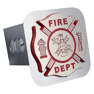 Autogold® - Chrome Hitch Cover with Fire Department Logo for 2" Receivers