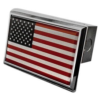 Autogold® - Chrome Hitch Cover with US Flag Logo for 2" Receivers