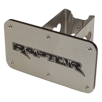 Autogold® - Brushed Laser Cut Brushed Hitch Cover with Raptor Logo for 2" Receivers