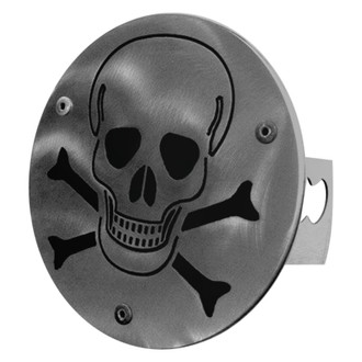 Autogold® - Laser Cut Brushed Hitch Cover with Skull Logo for 2" Receivers