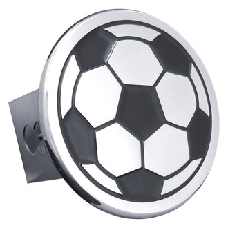Autogold® - Chrome Hitch Cover with Soccer Ball Logo for 2" Receivers